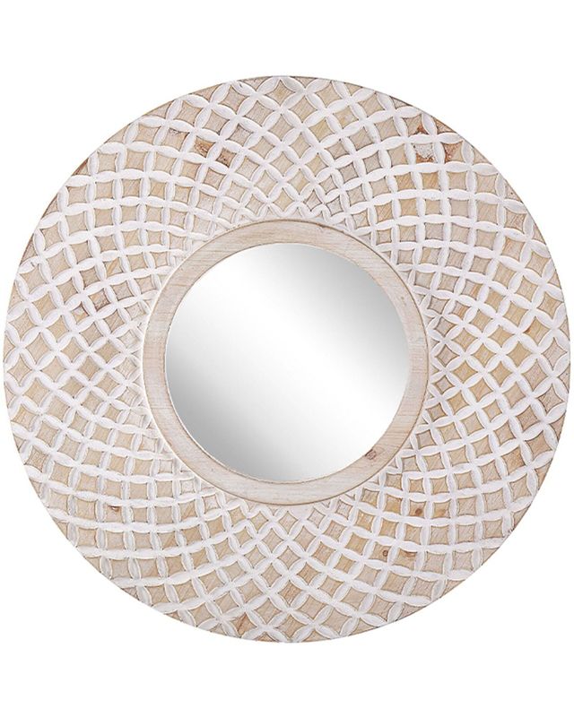 Lustro ścienne Pomaro 60 cm 60 cm Drewno Jasne drewno 1 szt.