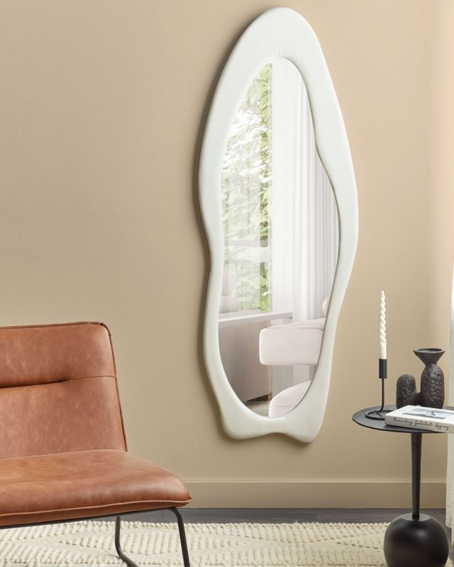 Lustro ścienne Reigny 57 cm 160 cm Welur Biały 1 szt.