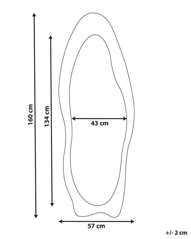 Lustro ścienne Reigny 57 cm 160 cm Welur Biały 1 szt.