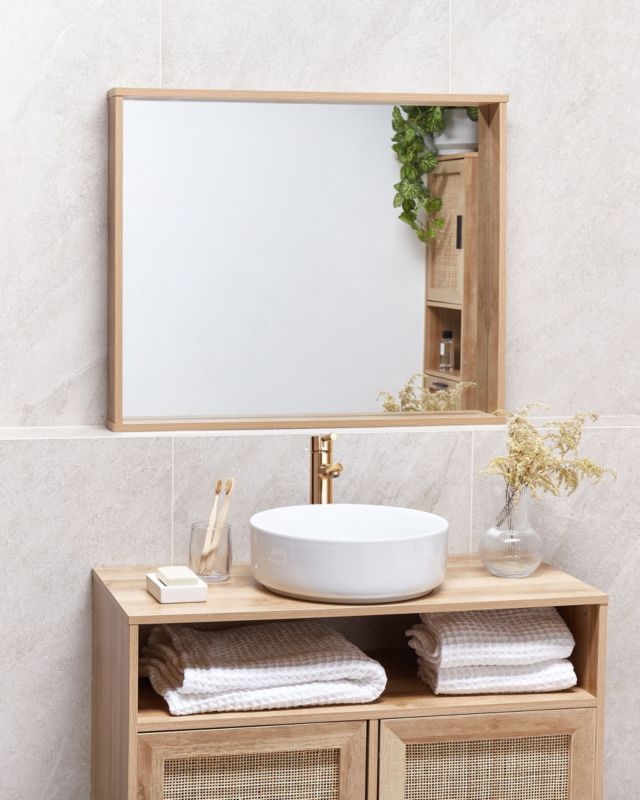 Lustro ścienne Rosell 80 cm 65 cm MDF Jasne drewno 1 szt.