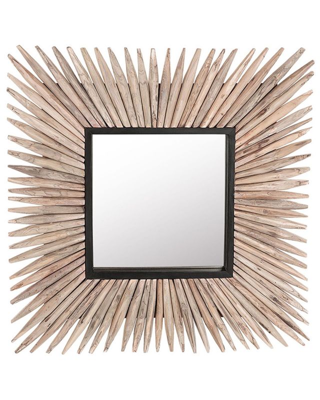 Lustro ścienne Sasabe 64 cm 64 cm Drewno Jasne drewno 1 szt.
