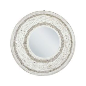 Lustro ścienne Soledad 61 cm 61 cm Drewno bambusowe Biały 1 szt.