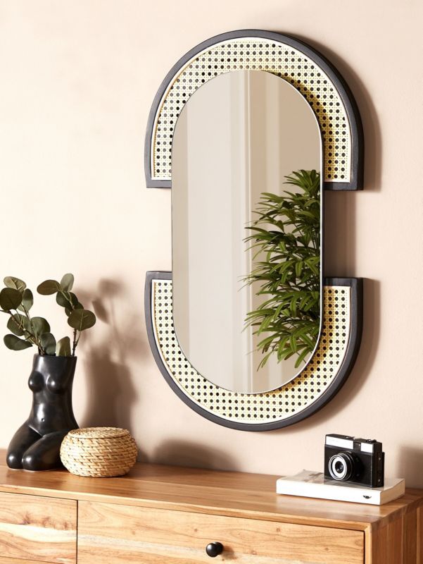 Lustro ścienne Stains 43 cm 75 cm Rattan Naturalny 1 szt.