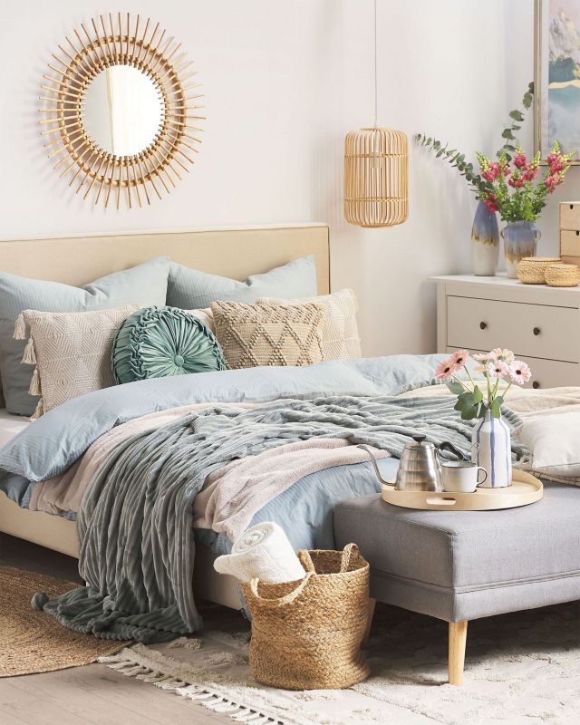 Lustro ścienne Stenen 76 cm 76 cm Rattan Beżowy 1 szt.