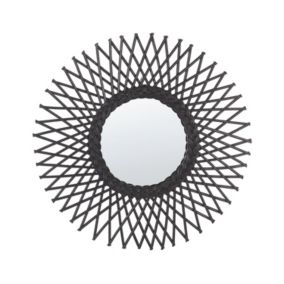 Lustro ścienne Tagolu 60 cm 60 cm Rattan Czarny 1 szt.