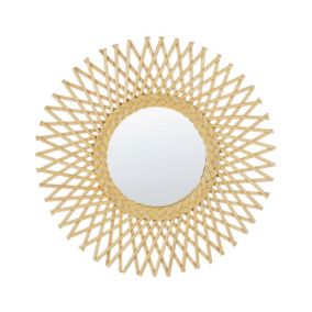 Lustro ścienne Tagolu 60 cm 60 cm Rattan Naturalny 1 szt.