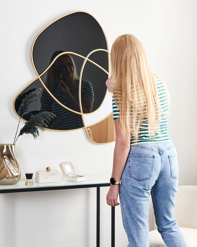 Lustro ścienne Tailly 99 cm 89 cm Czarny 1 szt.