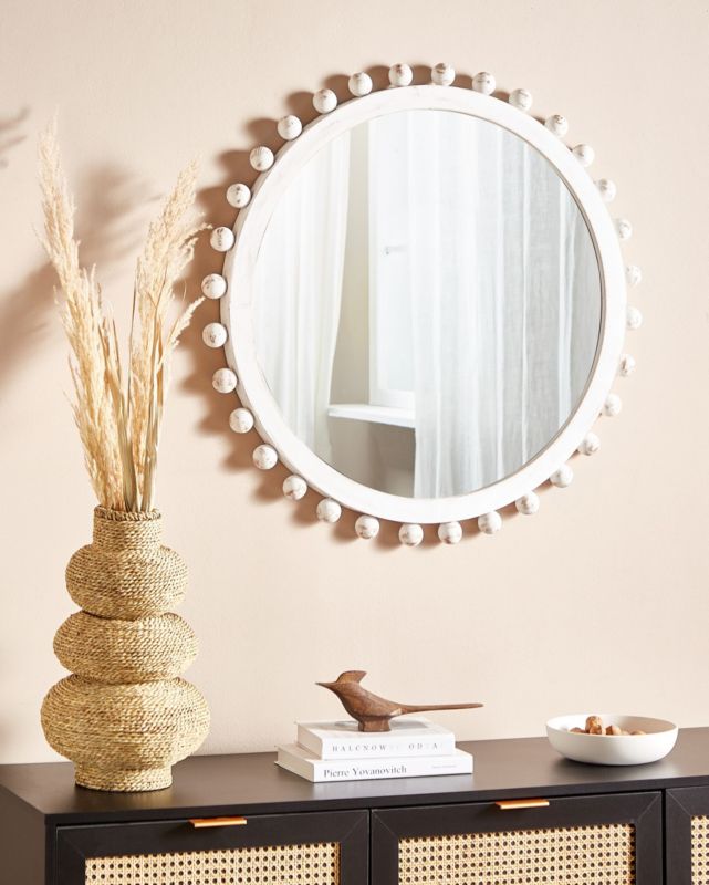 Lustro ścienne Tazilly 71 cm 71 cm Drewno Złamana biel 1 szt.