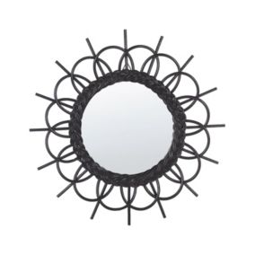Lustro ścienne Telakia 60 cm 60 cm Rattan Czarny 1 szt.