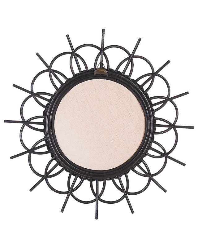 Lustro ścienne Telakia 60 cm 60 cm Rattan Czarny 1 szt.