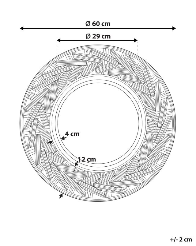 Lustro ścienne Tierga 60 cm 60 cm Czarny 1 szt.