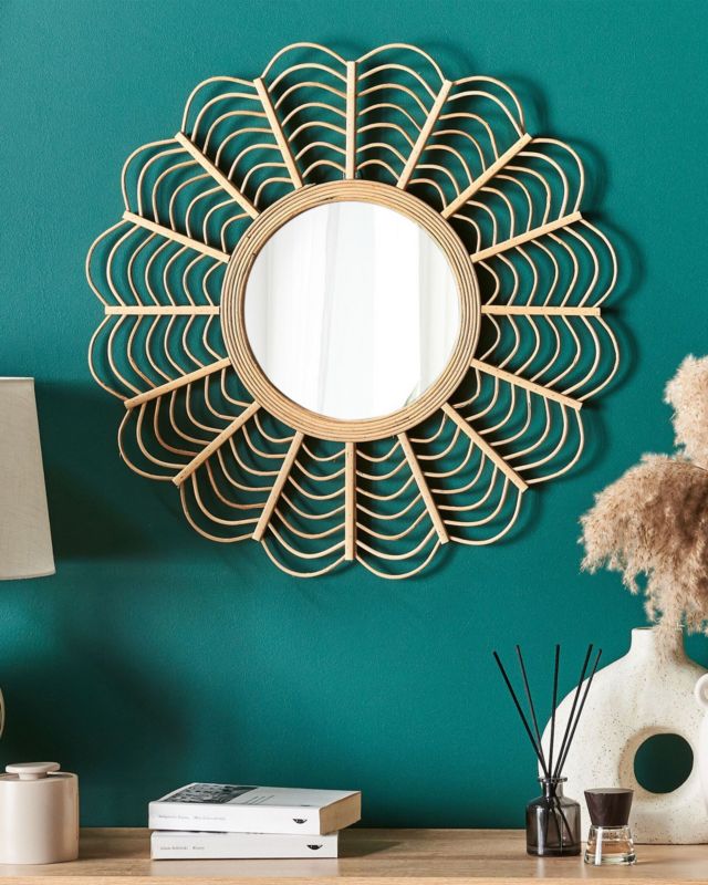 Lustro ścienne Tumbit 60 cm 60 cm Drewno bambusowe Naturalny 1 szt.