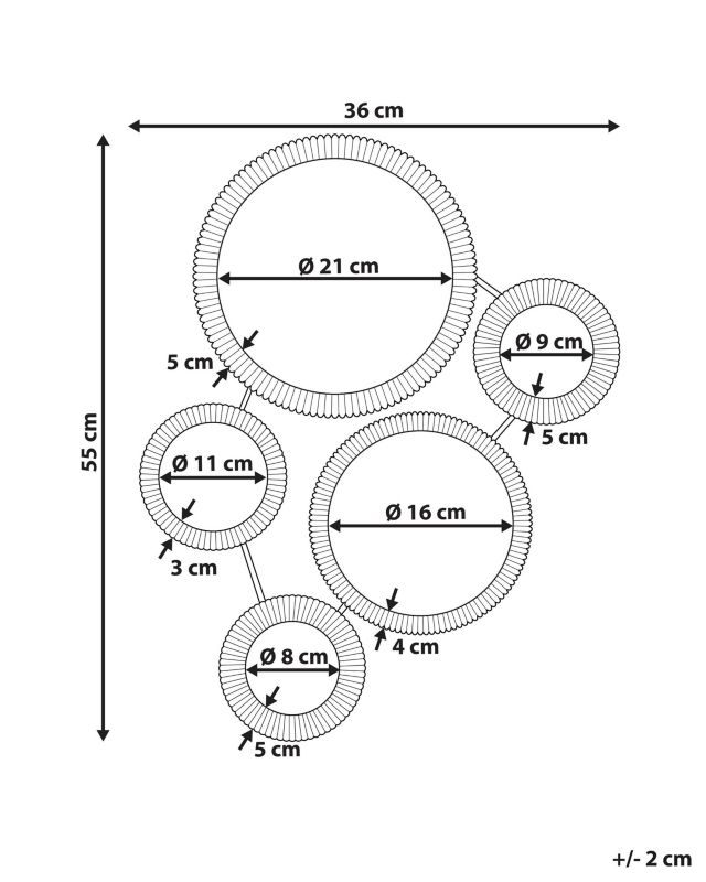 Lustro ścienne Wattrelos 36 cm 55 cm Metal Złoty 1 szt.