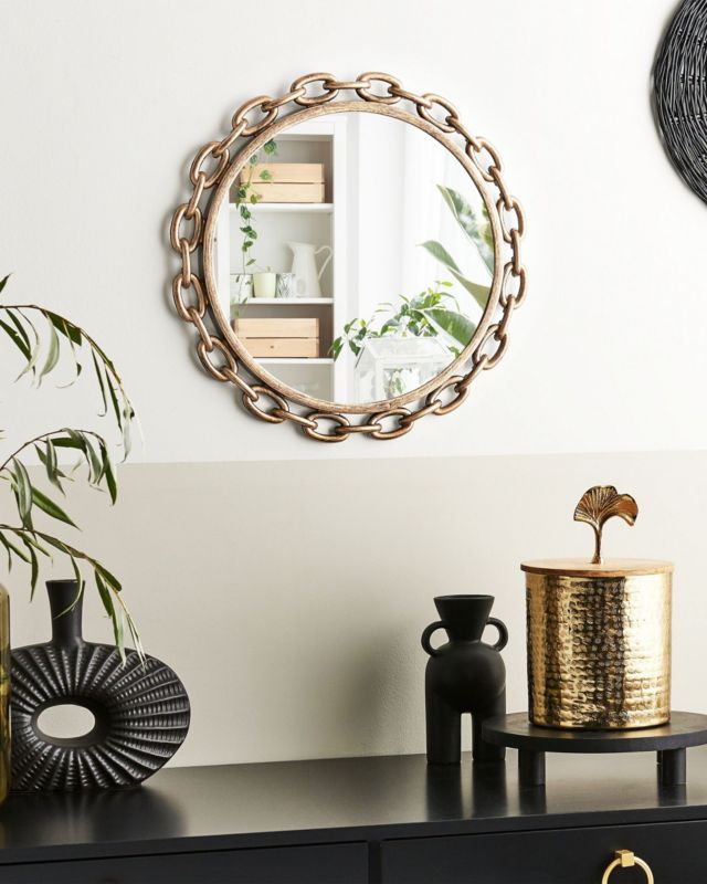 Lustro ścienne Yebra 46 cm 46 cm Złoty 1 szt.