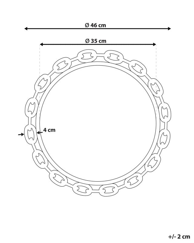 Lustro ścienne Yebra 46 cm 46 cm Złoty 1 szt.