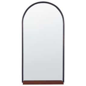 Lustro ścienne z półką Domme 40 cm 67 cm Metal Srebrny 1 szt.