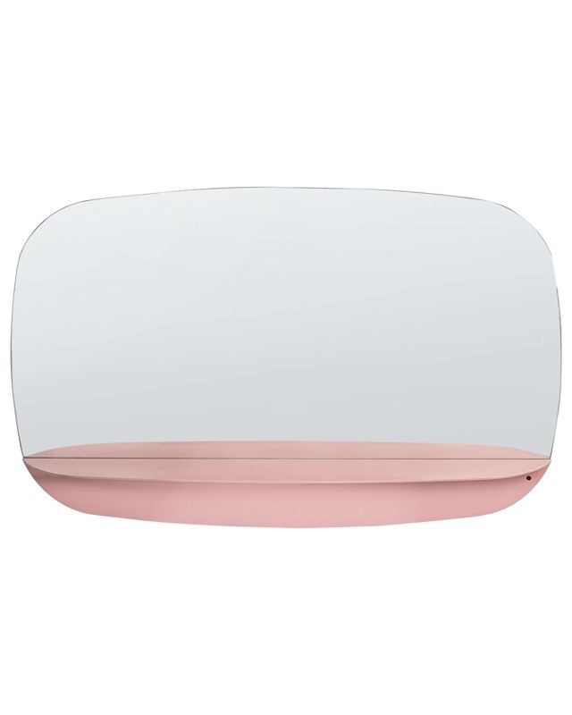 Lustro ścienne z półką Dosnon 80 cm 50 cm Metal Różowy 1 szt.