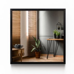 Lustro kwadratowe Tulup 50 x 50 ścienne w czarnej ramie MDF 1 szt.