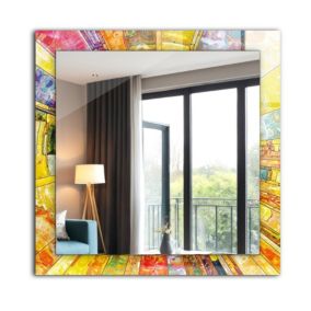 Lustro Kwadratowe Tulup Kolorowa Mozaika 60x60 cm Na Podkładzie 1 szt.