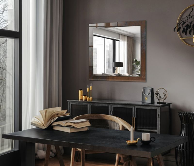 Lustro Kwadratowe Tulup Rdza Metal 60x60 cm Industrialne Na Podkładzie 1 szt.