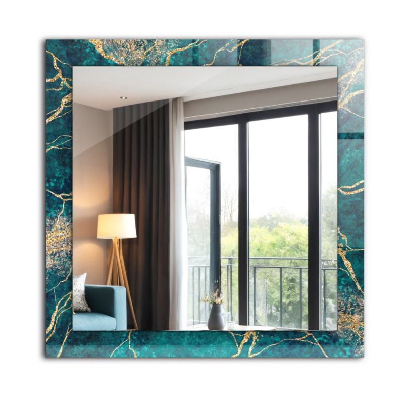 Lustro Kwadratowe Tulup Zielony Marmur 60x60 cm Eleganckie 1 szt.