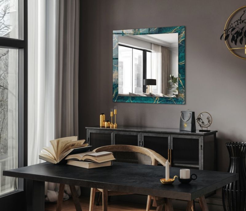 Lustro Kwadratowe Tulup Zielony Marmur 60x60 cm Eleganckie 1 szt.