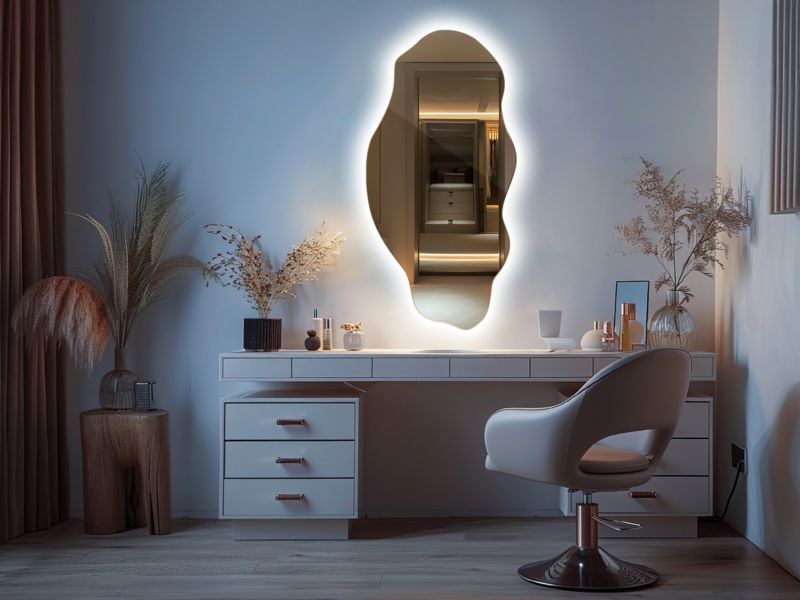 Lustro LED Tulup 50x100 cm faliste dekoracyjne zimne światło 1 szt.