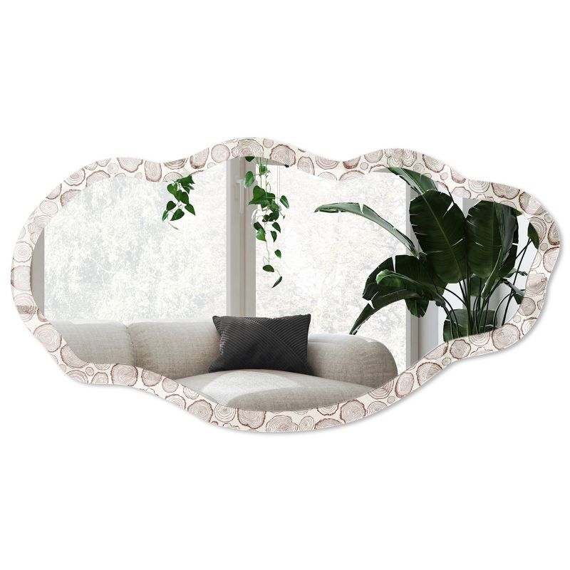 Lustro nieregularne asymetryczne w szklanej ramie z grafiką Wallfluent 52x97 cm Drewniane słoje Do sypialni 1 szt.