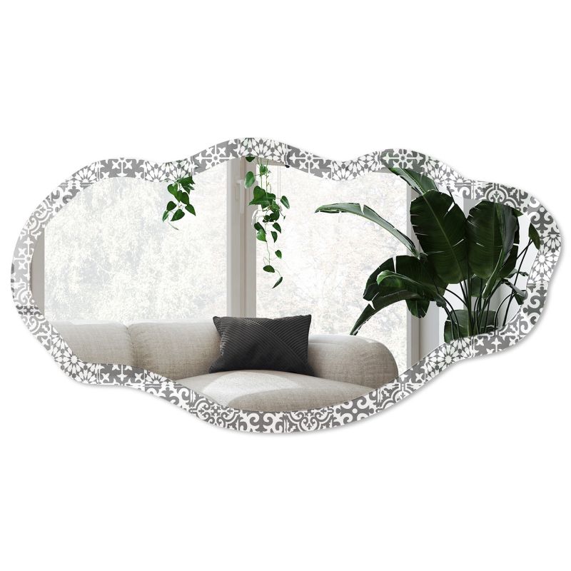 Lustro nieregularne asymetryczne w szklanej ramie Z grafiką Wallfluent 52x97 cm Stylowa mozaika Do sypialni 1 szt.
