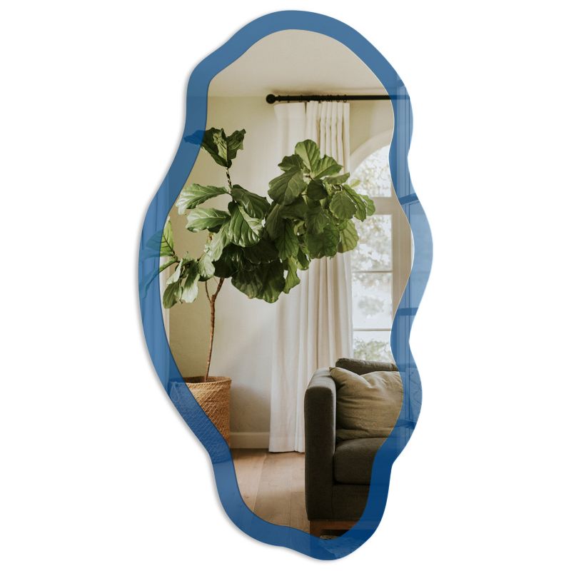 Lustro Nieregularne Do Przedpokoju Tulup 52x97 cm Ciemny błękit - w Ramie Szkło Hartowane Lustro z Nadrukiem 1 szt.