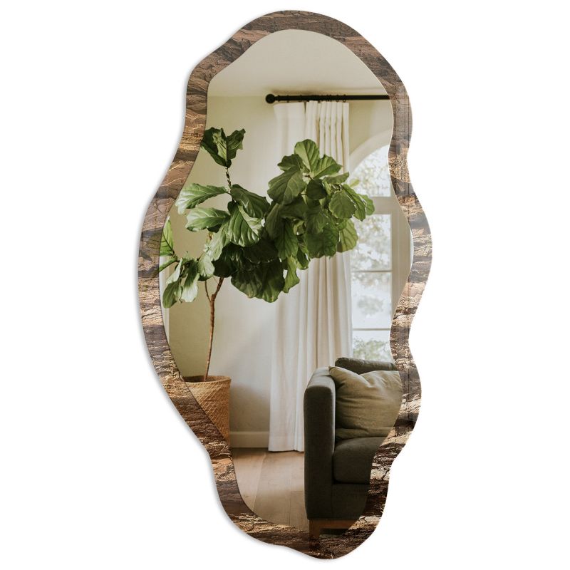 Lustro Nieregularne Do Przedpokoju Tulup 52x97 cm Drewniana tekstura 11 - w Ramie Szkło Hartowane 1 szt.