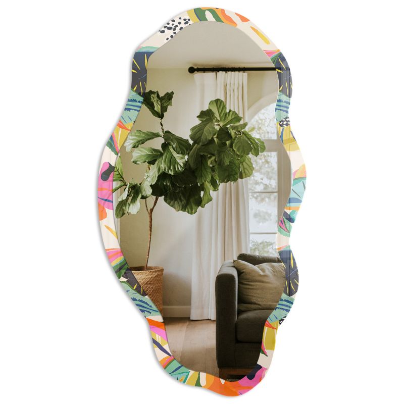 Lustro Nieregularne Tulup 52x97 cm Kolorowa dżungla - w Ramie Szkło Hartowane Lustro z Nadrukiem 1 szt.