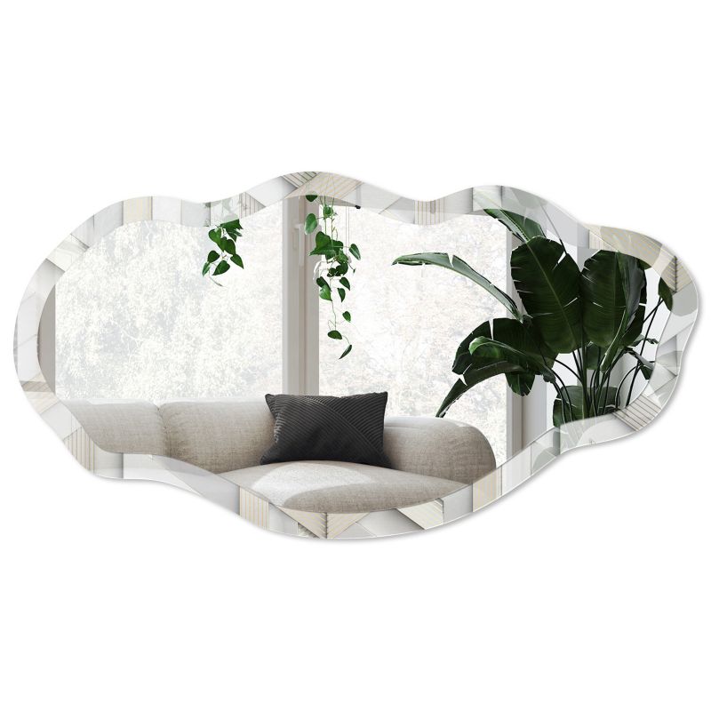 Lustro nieregularne w ramie Wallfluent 52x97 cm Elegancka struktura Do przedpokoju / do holu / do korytarza 1 szt.