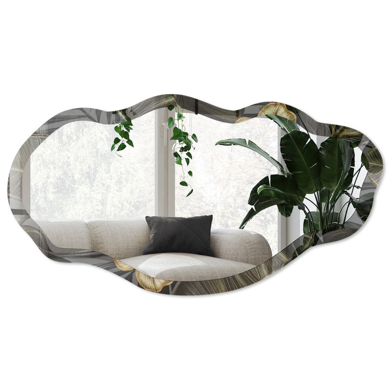 Lustro nieregularne w ramie Wallfluent 52x97 cm Tropikalny ogród Do przedpokoju / Do holu / Do korytarza 1 szt.