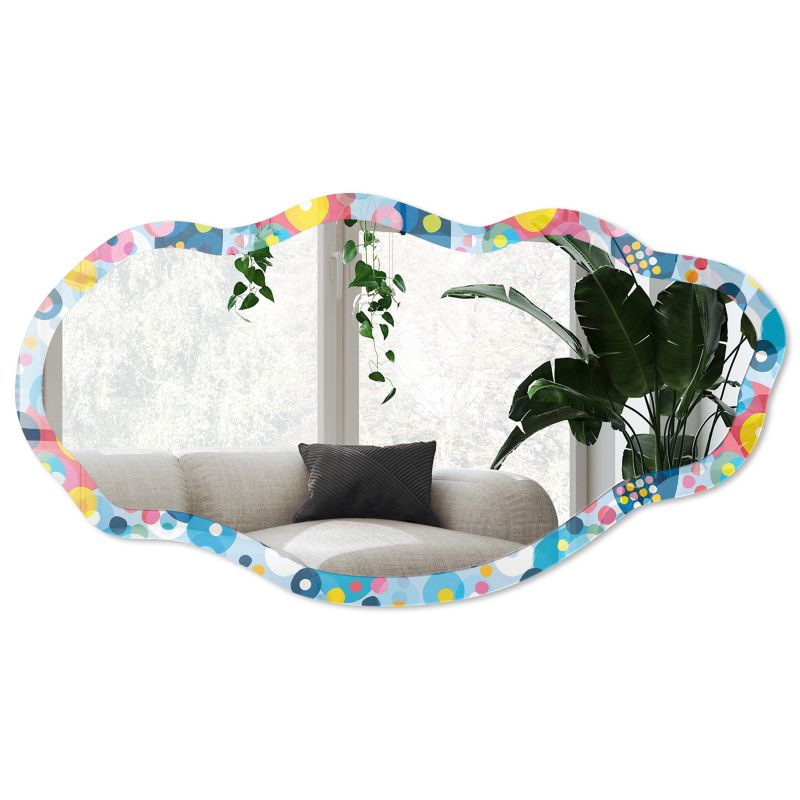 Lustro nieregularne w szklanej ramie Wallfluent 52x97 cm Abstrakcyjne bąbelki Faliste asymetryczne 1 szt.