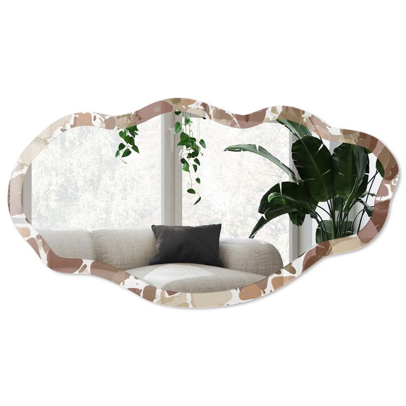 Lustro nieregularne w szklanej ramie Wallfluent 52x97 cm Ciepłe lastryko Faliste asymetryczne 1 szt.
