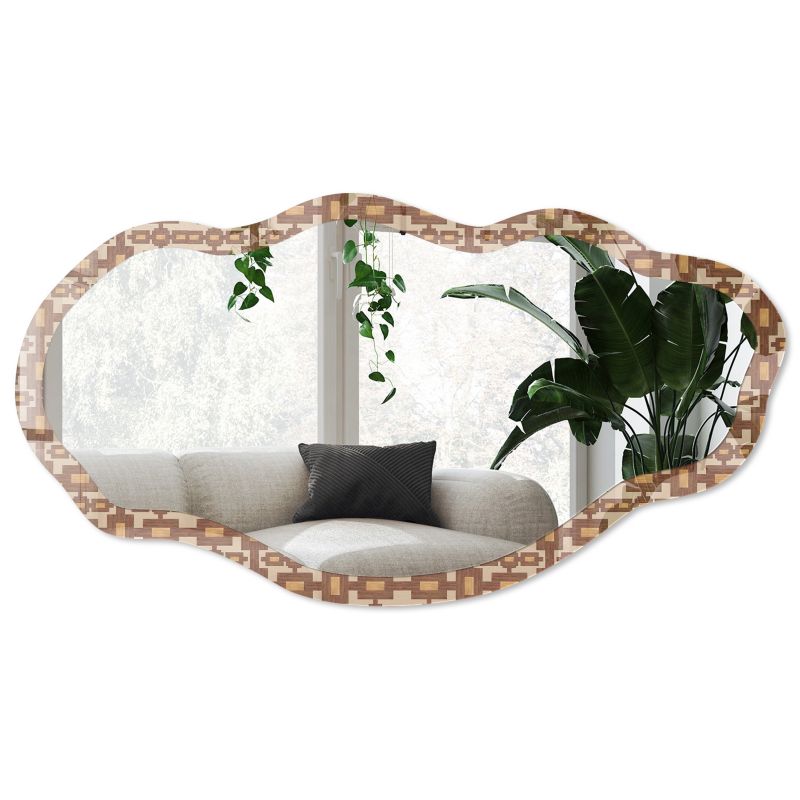 Lustro nieregularne w szklanej ramie Wallfluent 52x97 cm Klasyczna mozaika Faliste asymetryczne 1 szt.