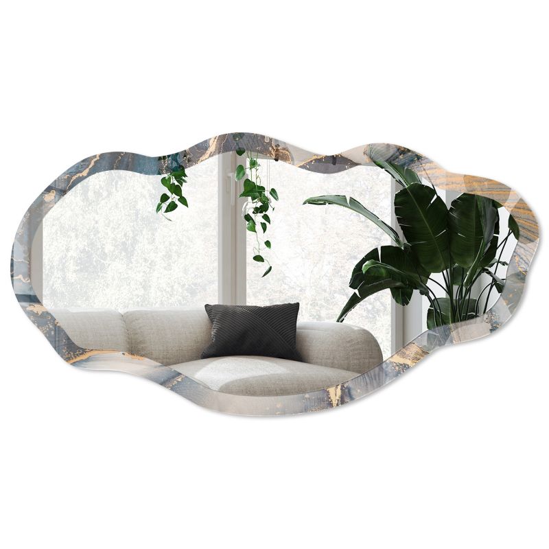 Lustro nieregularne w szklanej ramie Wallfluent 52x97 cm Tętnienie barw Faliste asymetryczne 1 szt.