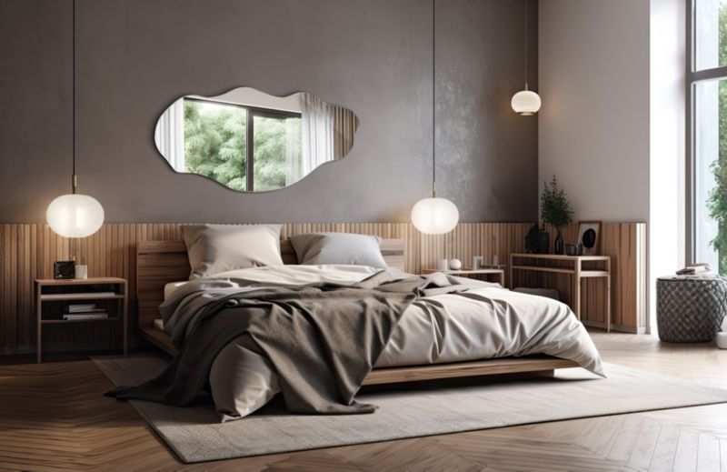 Lustro Nowoczesne Nieregularne Wallfluent 50 x 100 cm do Łazienki Salonu 1 szt.