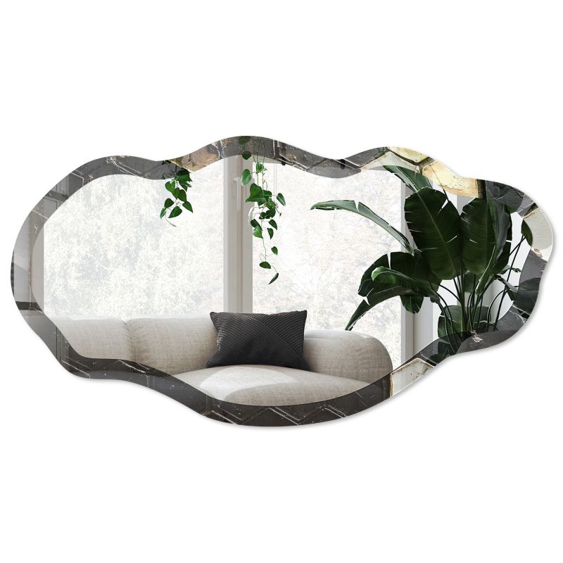 Lustro o nieregularnym kształcie Wallfluent 52x97 cm Geometryczne płytki Dekoracyjne Na ścianę 1 szt.