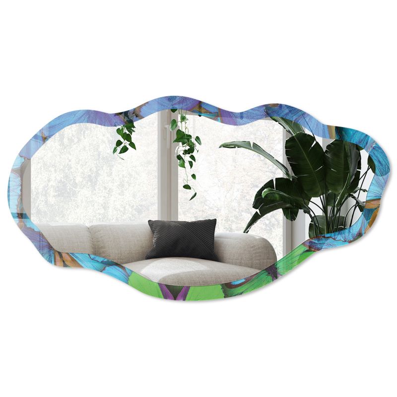 Lustro o nieregularnym kształcie Wallfluent 52x97 cm Motyle energia Dekoracyjne Na ścianę 1 szt.