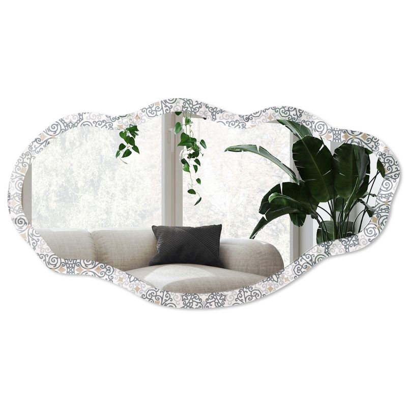 Lustro o nieregularnym kształcie Wallfluent 52x97 cm Ornament kwiatowy Dekoracyjne Na ścianę 1 szt.