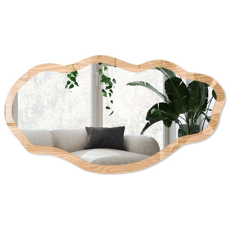 Lustro o nieregularnym kształcie Wallfluent 52x97 cm Wzór drewna Dekoracyjne Na ścianę 1 szt.