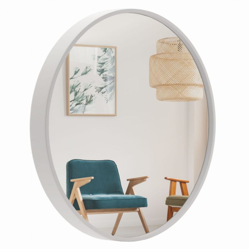 Lustro okrągłe BD ART drewniane skandynawskie 60 cm białe 1szt.