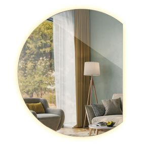 Lustro Okrągłe Ścięte LED Tulup 63x70 cm Ciepłe Podświetlane Do Makijażu 1 szt.