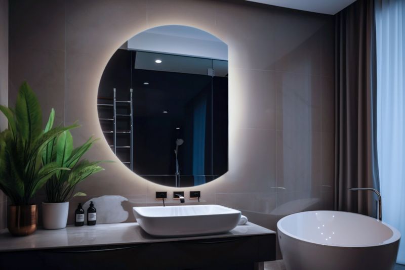Lustro Okrągłe Ścięte LED Tulup 74x90 cm Zimne Do Salonu 1 szt.