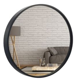 Lustro okrągłe drewniane loftowe BD art  60 cm czarne 1szt.