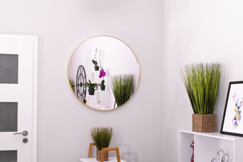 Lustro okrągłe Songmics 80cm złota rama nowoczesne 1 szt.