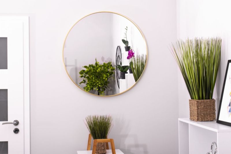 Lustro okrągłe Songmics 80cm złota rama nowoczesne 1 szt.