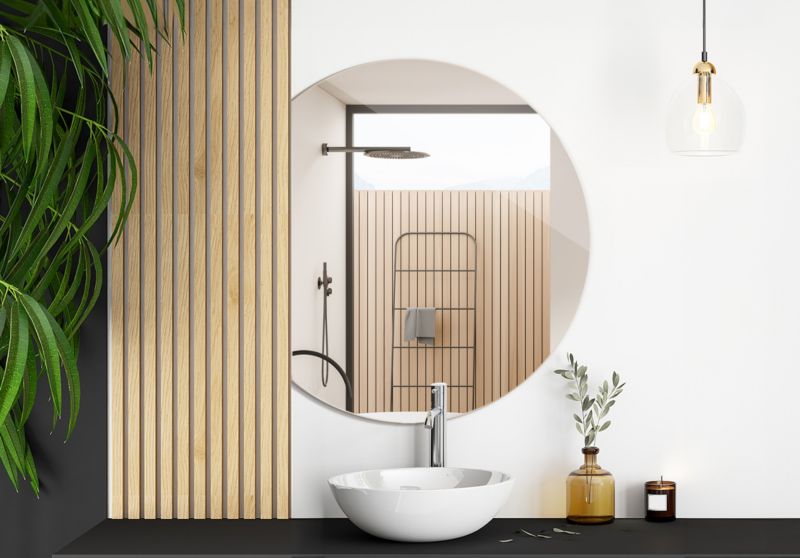 Lustro okrągłe Tulup 74 x 90 ścięte do salonu 1 szt.